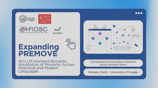 Seminar title card: Expanding PREMOVE, Computational Humanities Research Group Seminar Series